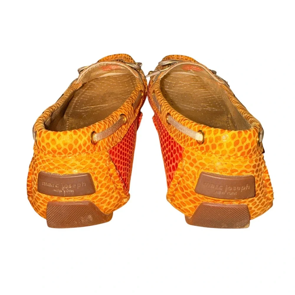 Marc Joseph Cypress Hill Mosaic Womens 7.5 Pre-Owned Loafers Orange Snakeskin